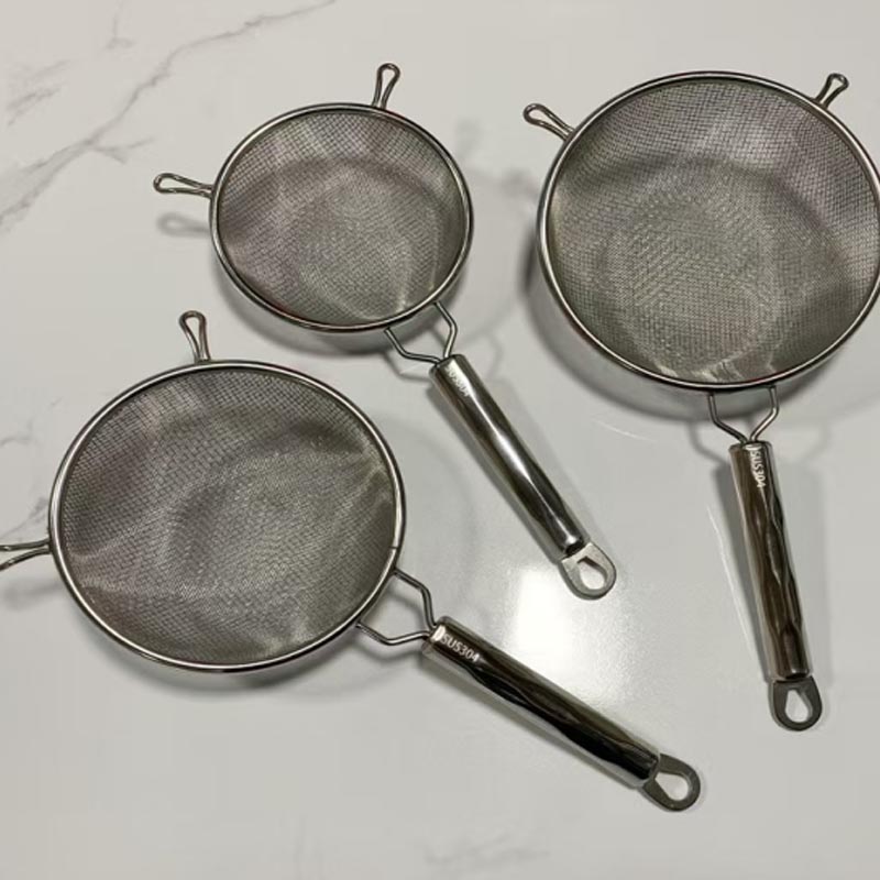 Steel Handle Double Ear Double Mesh Stainless Steel Flour Sieve