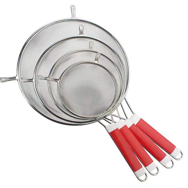 Red and White ABS Handle Stainless Steel Mesh Leakage