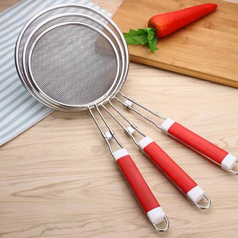 Red and White ABS Handle Stainless Steel Mesh Leakage