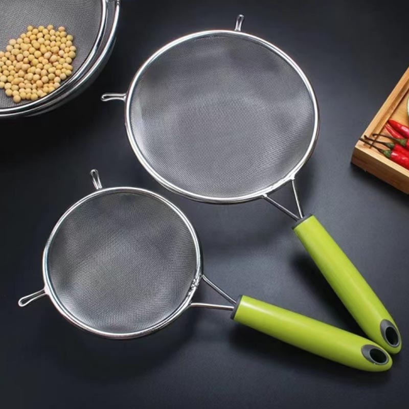 Green Handle Stainless Steel Flour Sieve